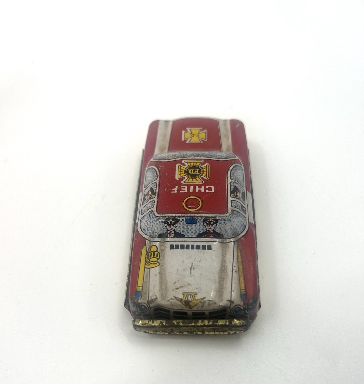 Vintage Tin Toy Fire Department Chief Car Friction Japan No Wheels