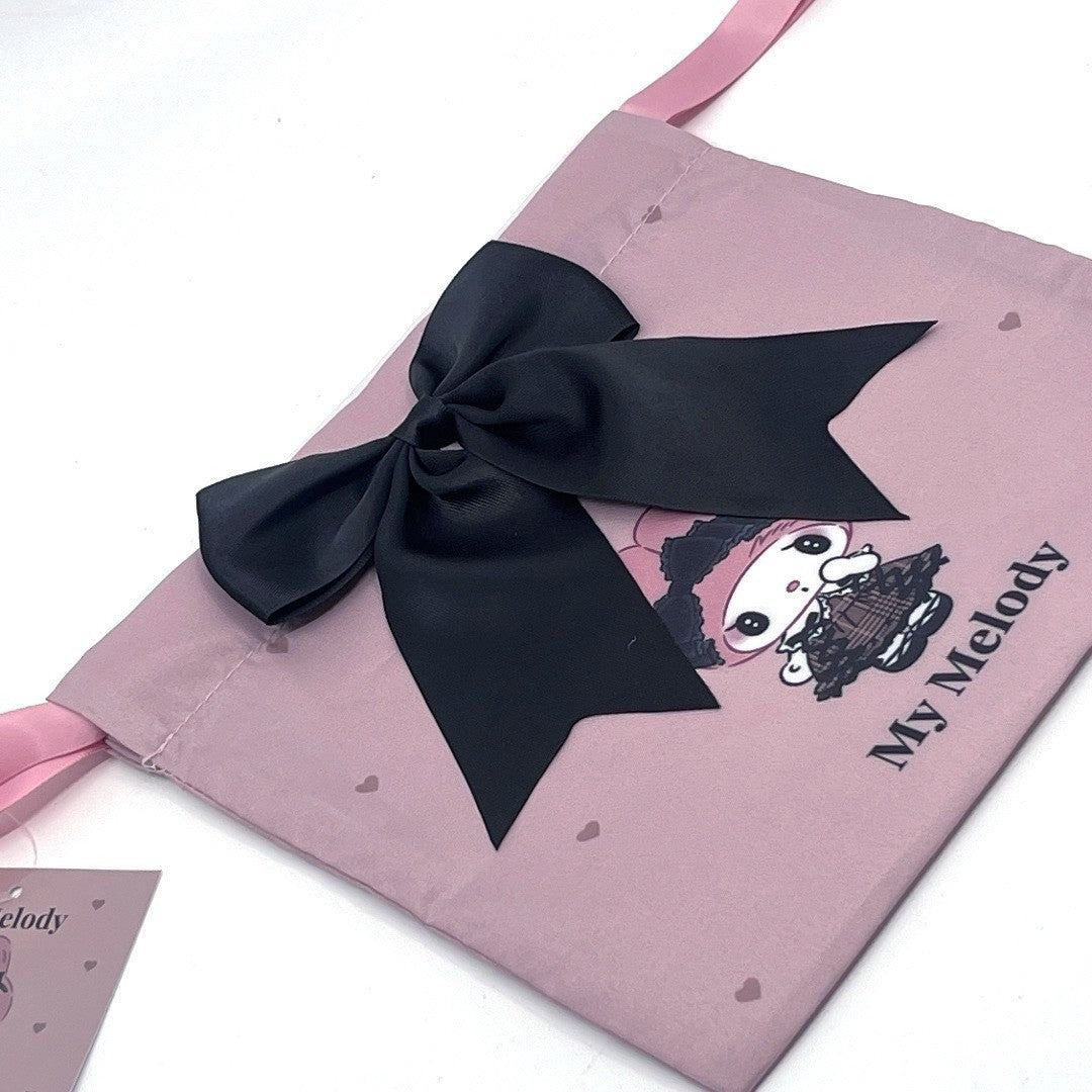 SANRIO My Melody Gothic Pouch w/ Blk Bow (Secret Melokuro) One Size
