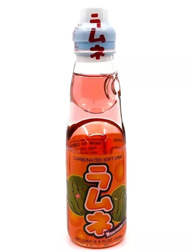 Ramune (3)bottles Watermelon flavor Japanese Marble Soda