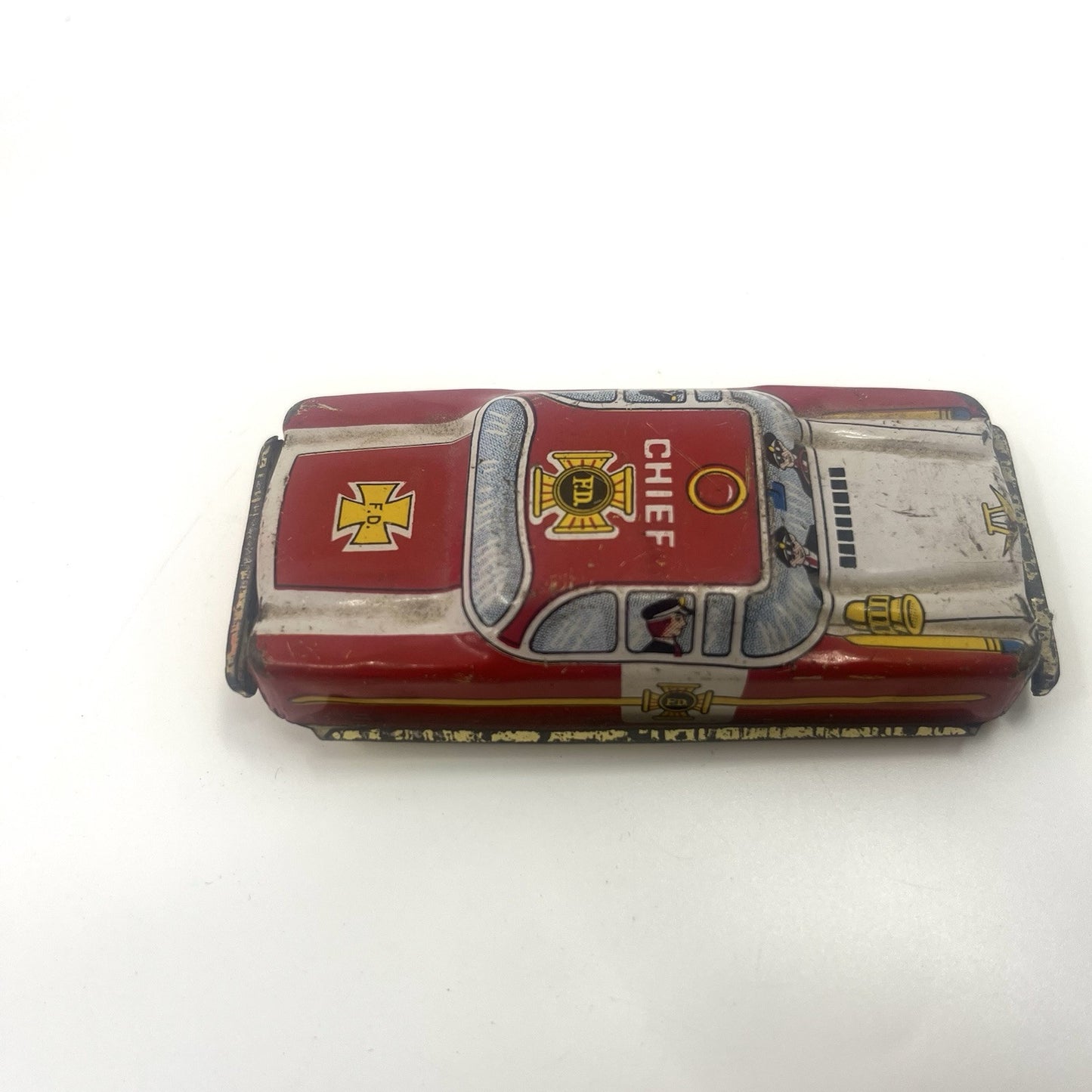 Vintage Tin Toy Fire Department Chief Car Friction Japan No Wheels