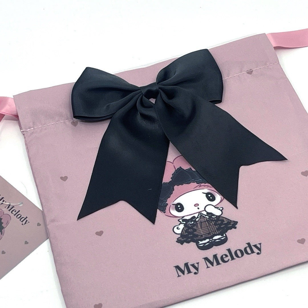 SANRIO My Melody Gothic Pouch w/ Blk Bow (Secret Melokuro) One Size