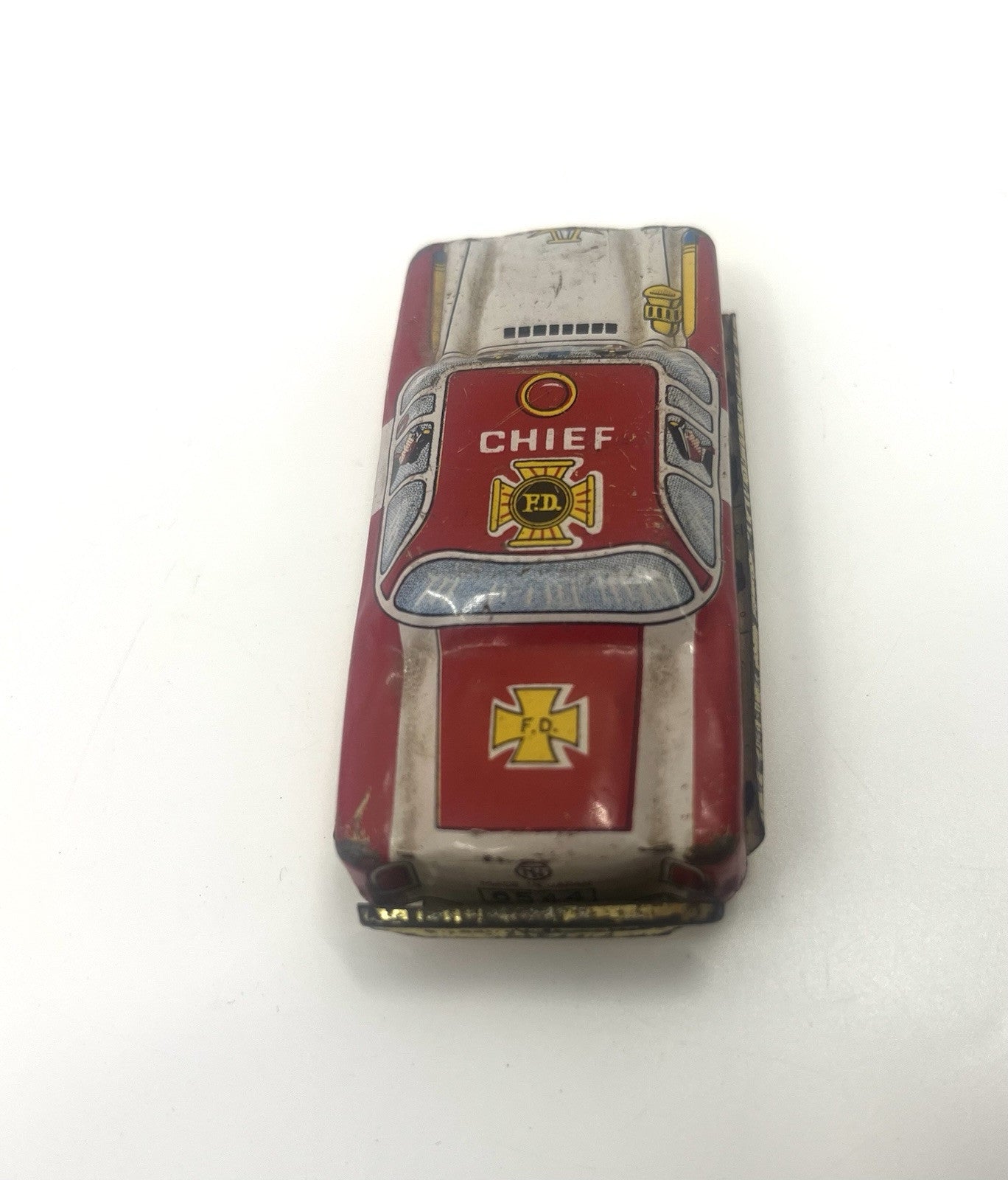 Vintage Tin Toy Fire Department Chief Car Friction Japan No Wheels